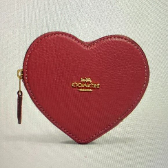 NEW AUTHENTIC Coach Pebbled Heart Coin Pouch - Picture 1 of 5